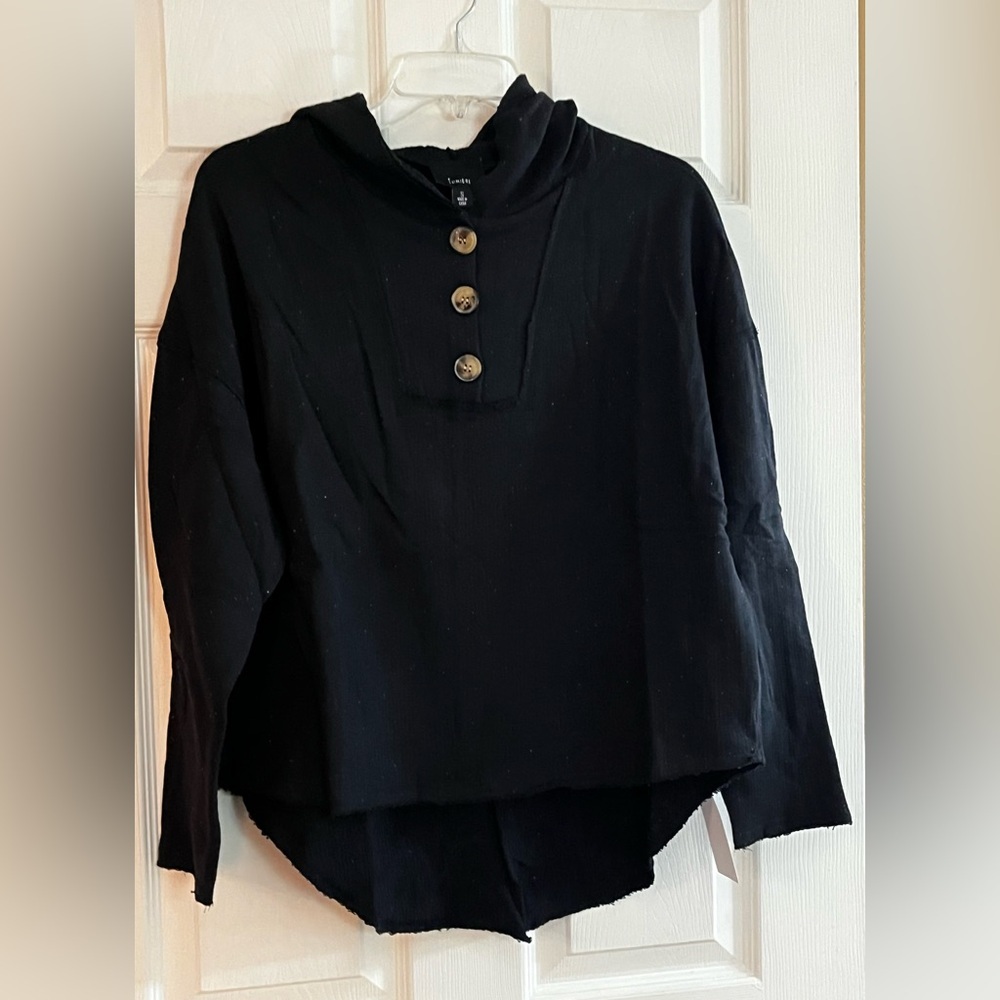 Lumiere/Women’s NWT Black-speckled Button-Up Hoodie Size S